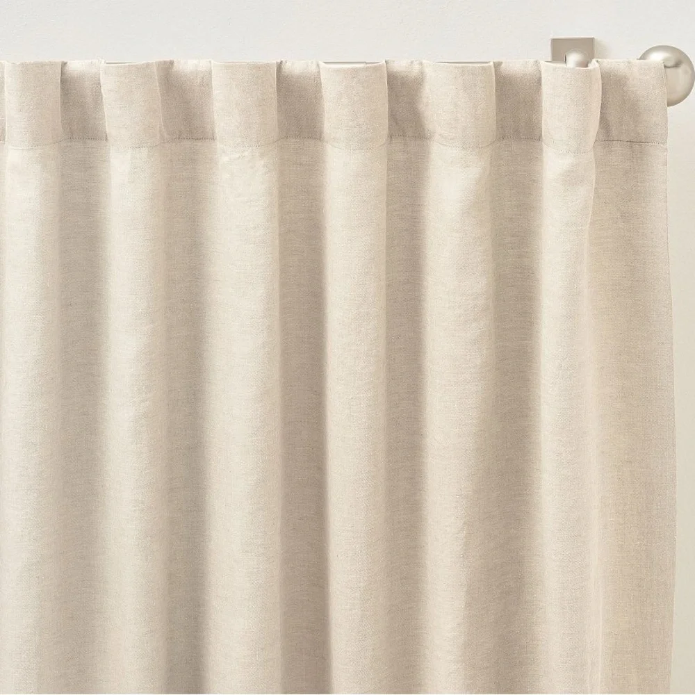 Pair Pottery Barn Belgian Linen Curtain Panels 50” x 108” Flax - Picture 2 of 3